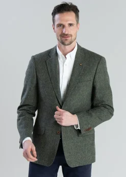Discount Donegal Tweed Jacket - Green Herringbone with Blue, Rust and Yellow Fleck Tweed & Tailored Jackets