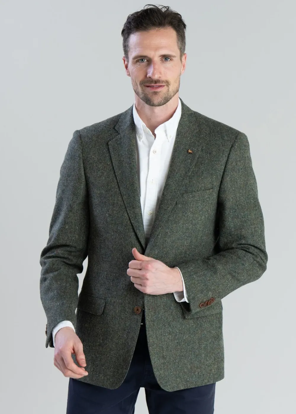 Discount Donegal Tweed Jacket - Green Herringbone with Blue, Rust and Yellow Fleck Tweed & Tailored Jackets