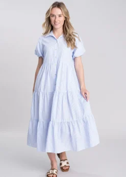 Hot Dovestone Dress - Blue and White Stripe Women Dresses