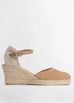 Best Elder Espadrille Wedges - Tan Suede Women Sandals|Shoes