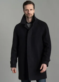 Best Erne Raglan Coat - Navy Herringbone Coats & Jackets