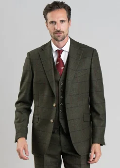 Sale Etal Tweed Jacket - Olive Twill with Navy and Red Check Tweed & Tailored Jackets|Suits