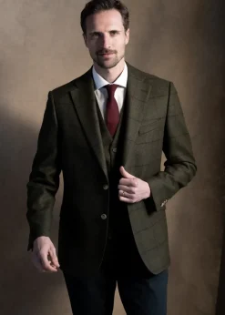 Sale Etal Tweed Jacket - Olive Twill with Navy and Red Check Tweed & Tailored Jackets|Suits
