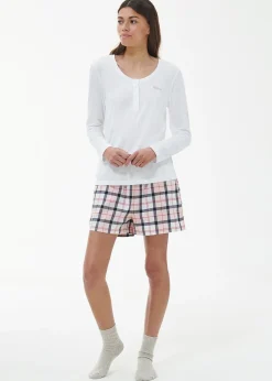 Outlet Etta Henley Pyjama Set - Pink and Navy Tartan Women Nightwear