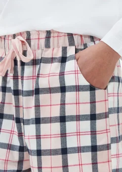Outlet Etta Henley Pyjama Set - Pink and Navy Tartan Women Nightwear