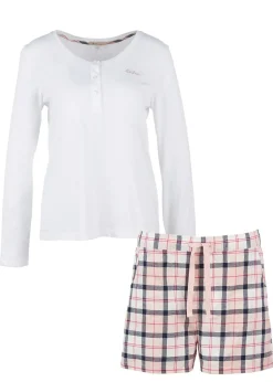 Outlet Etta Henley Pyjama Set - Pink and Navy Tartan Women Nightwear