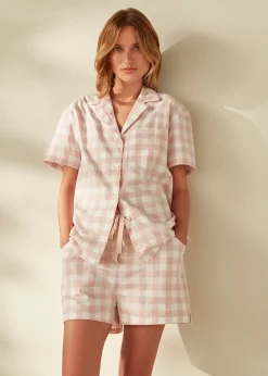 Outlet Etta Pyjama Set - Light Pink Gingham Women Nightwear