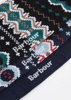 Clearance Fairisle Socks Gift Box - Blue Granite and Green Loch Socks