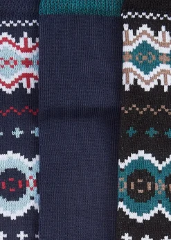Clearance Fairisle Socks Gift Box - Blue Granite and Green Loch Socks