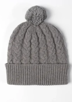 Hot Fliss Lambswool Cable Pom Pom Beanie - Women Hats & Caps