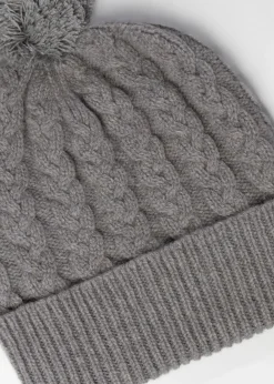 Hot Fliss Lambswool Cable Pom Pom Beanie - Women Hats & Caps