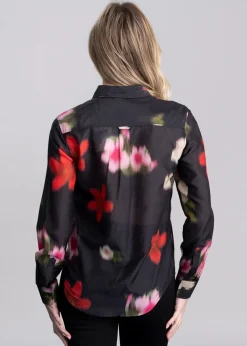 New Floral Cotton Silk Shirt Women Shirts And Blouses