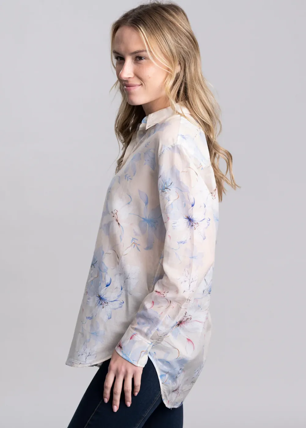 Best Floral Print Cotton Silk Shirt - Women Shirts And Blouses