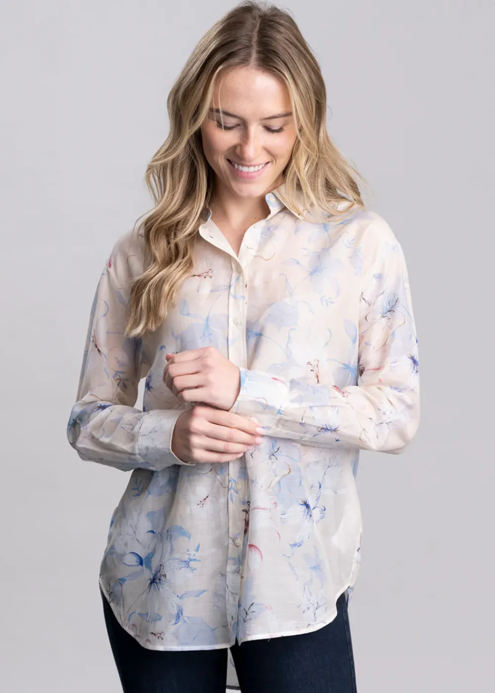 Best Floral Print Cotton Silk Shirt - Women Shirts And Blouses