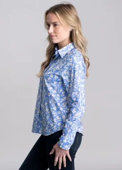 Outlet Floral Print Cotton Voile Shirt - Women Shirts And Blouses