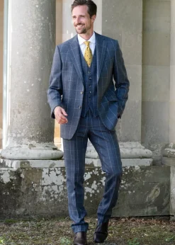 Discount Ford Tweed Jacket - Grey and Blue Herringbone with Coffee and Cream Ch Tweed & Tailored Jackets|Suits