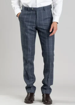 Best Ford Tweed Trousers - Grey and Blue Herringbone with Coffee and Cream Ch Trousers & Jeans|Suits