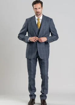 Best Ford Tweed Trousers - Grey and Blue Herringbone with Coffee and Cream Ch Trousers & Jeans|Suits