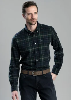 Clearance Fortrose Tailored Tartan Shirt - Green Loch Shirts