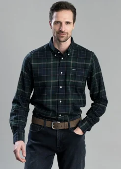 Clearance Fortrose Tailored Tartan Shirt - Green Loch Shirts