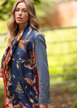 Best Grouse Misconduct Classic Silk Scarf - Navy and Seville Women Scarves