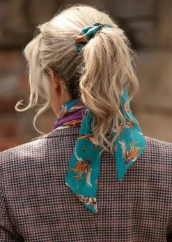 Online Grouse Misconduct Narrow Silk Scarf - Teal and Aubergine Women Scarves