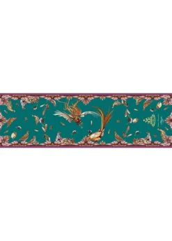 Online Grouse Misconduct Narrow Silk Scarf - Teal and Aubergine Women Scarves