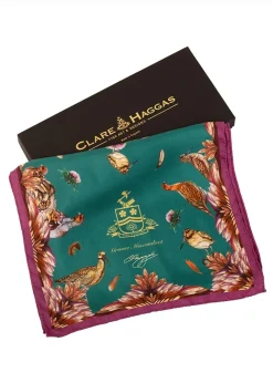 Online Grouse Misconduct Narrow Silk Scarf - Teal and Aubergine Women Scarves
