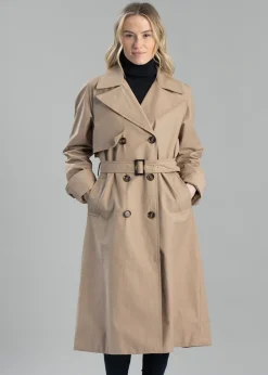 Best Gwyn Showerproof Trench Coat - Honey and Muted Tartan Women Coats & Jackets