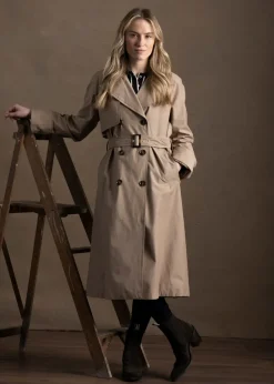 Best Gwyn Showerproof Trench Coat - Honey and Muted Tartan Women Coats & Jackets