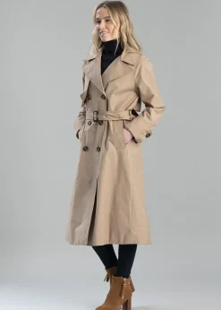 Best Gwyn Showerproof Trench Coat - Honey and Muted Tartan Women Coats & Jackets