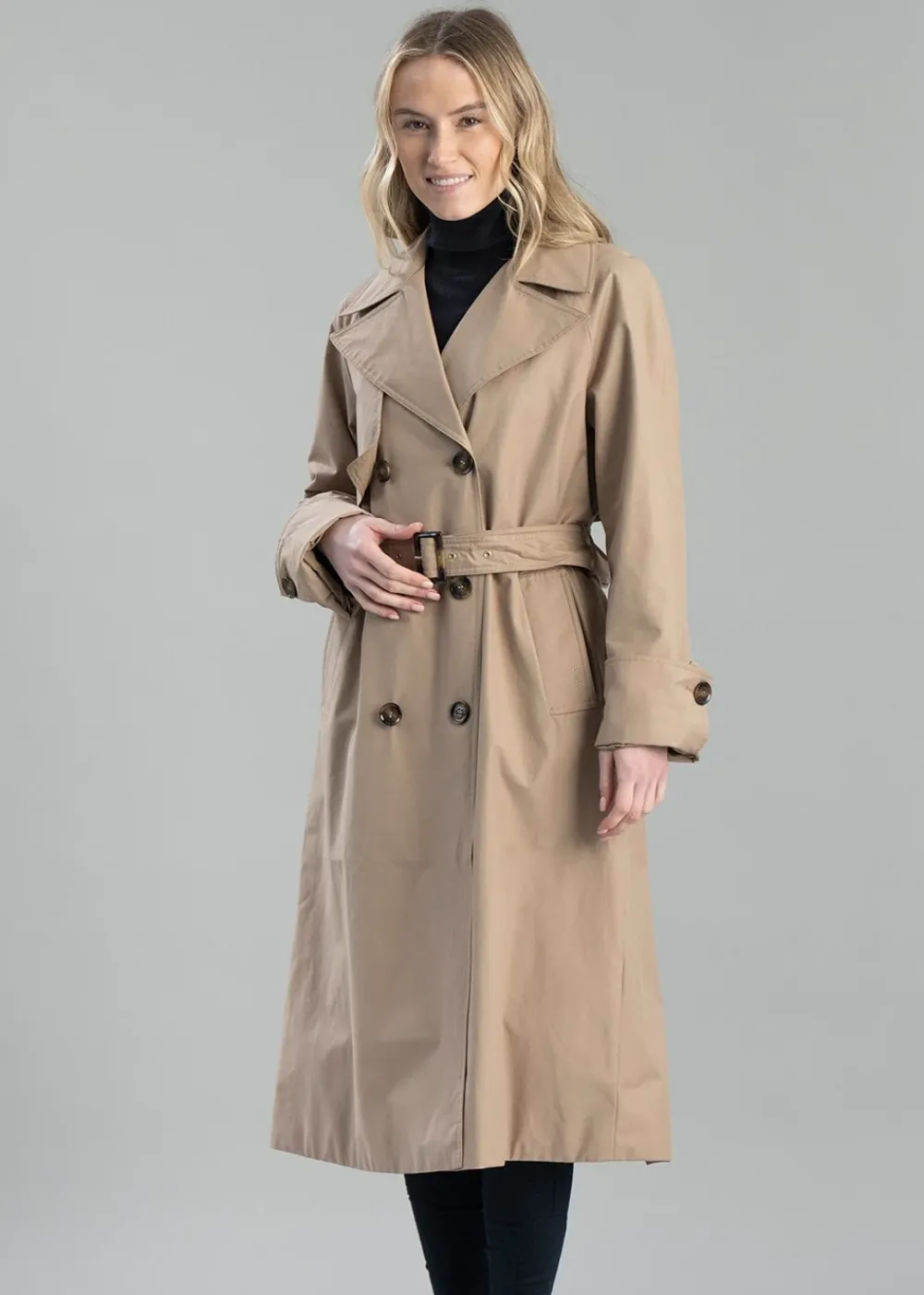 Best Gwyn Showerproof Trench Coat - Honey and Muted Tartan Women Coats & Jackets