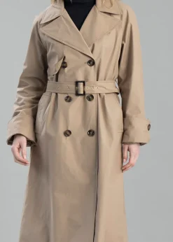 Best Gwyn Showerproof Trench Coat - Honey and Muted Tartan Women Coats & Jackets
