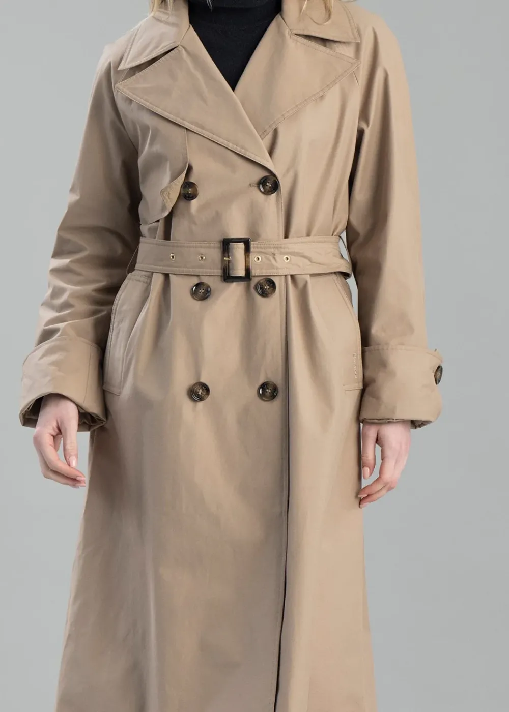 Best Gwyn Showerproof Trench Coat - Honey and Muted Tartan Women Coats & Jackets