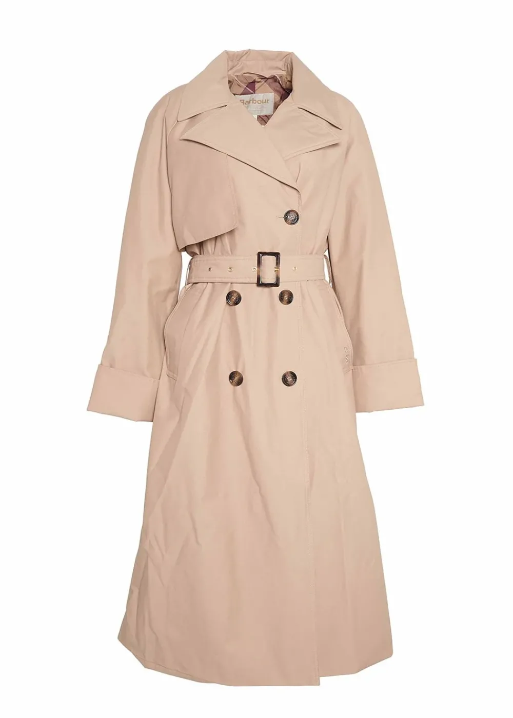 Best Gwyn Showerproof Trench Coat - Honey and Muted Tartan Women Coats & Jackets