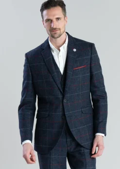 New Haincliffe Jacket - Blue with Red and Caramel Check Tweed & Tailored Jackets|Suits