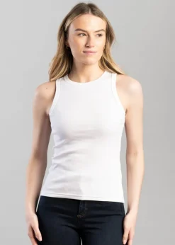 Clearance High Neck Rib Tank Top - Women Tops