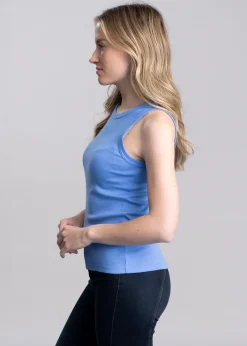 Sale High Neck Rib Tank Top - Women Tops