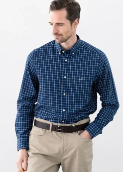 Best Indigo Windowpane Check Shirt - Eggshell Shirts