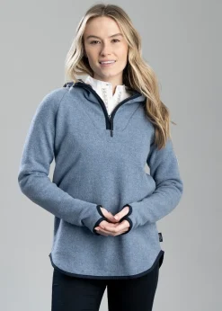 Fashion Judit Hood Windproof Sweater - Dove Blue Women Knitwear