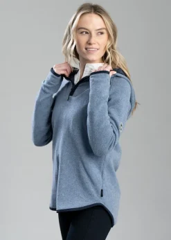 Fashion Judit Hood Windproof Sweater - Dove Blue Women Knitwear