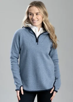 Fashion Judit Hood Windproof Sweater - Dove Blue Women Knitwear