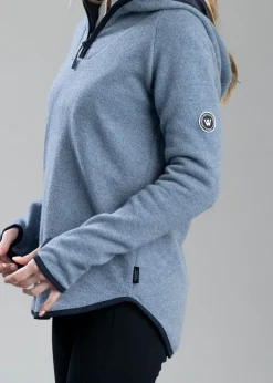 Fashion Judit Hood Windproof Sweater - Dove Blue Women Knitwear