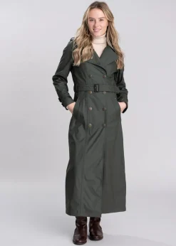 Hot Kendal Waterproof Trench Coat - Full Length - Evergreen Women Coats & Jackets
