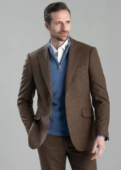 Sale Kimmerston Tweed Jacket - Coffee Twill with Blue and Red Check Tweed & Tailored Jackets|Suits