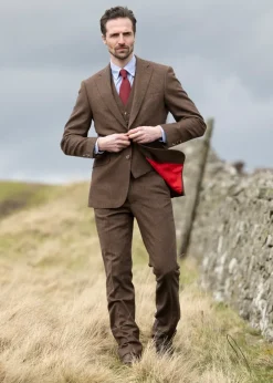 Sale Kimmerston Tweed Jacket - Coffee Twill with Blue and Red Check Tweed & Tailored Jackets|Suits
