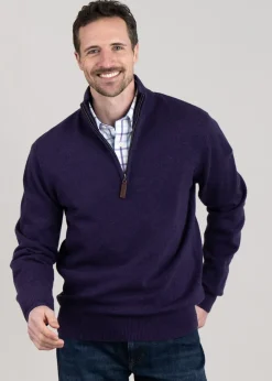 Sale Lambswool Zip Neck Jumper - Bramble Knitwear