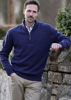 Sale Lambswool Zip Neck Jumper - Bramble Knitwear