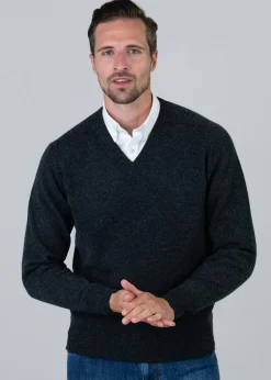 Clearance Leven 2 Ply Lambswool V-Neck - Knitwear