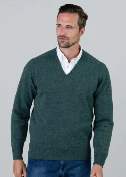 Clearance Leven 2 Ply Lambswool V-Neck - Knitwear